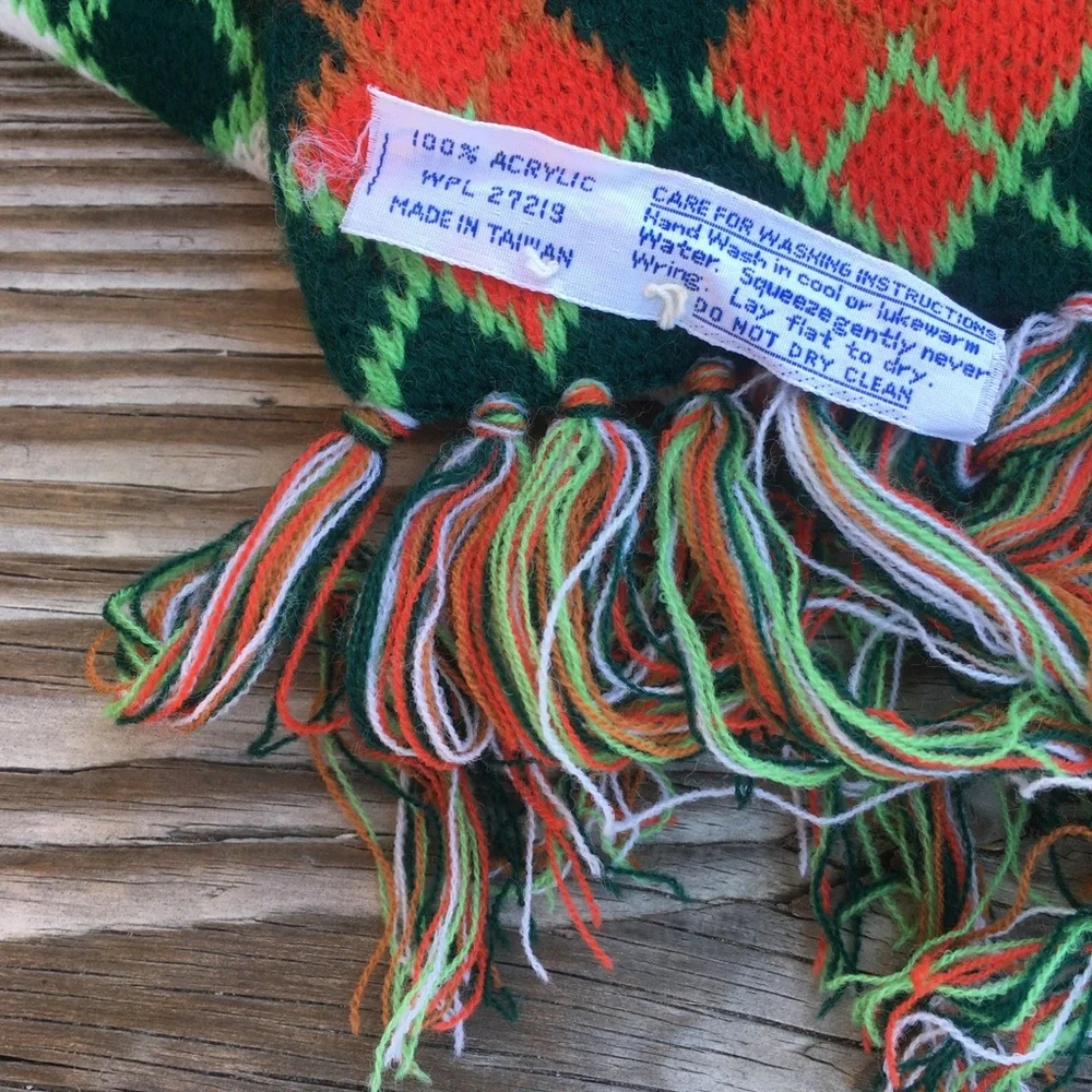 Red and Green Fringed Scarf